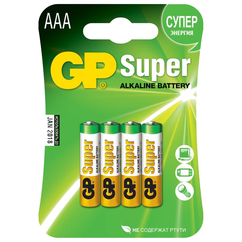 Батарейка GP Super 24A LR03/286 4 шт 497749 GP от магазина Tehnorama