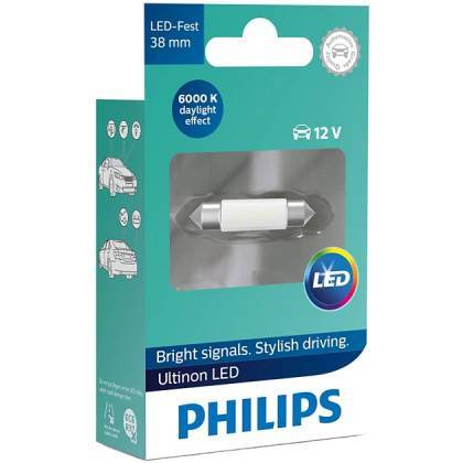 товар Лампа автомобильная светодиодная Philips Ultinon C5W 12V 1W SV8.5 38/11 6000K 11854ULWX1 Philips магазин Tehnorama (официальный дистрибьютор Philips в России)