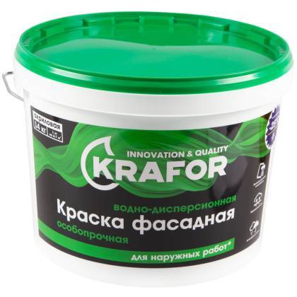 товар Краска водно-дисперсионная фасадная Krafor особопрочная 14кг 26952 Krafor магазин Tehnorama (официальный дистрибьютор Krafor в России)