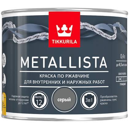 товар Краска для металла Tikkurila Metallista серая гладкая 0.4л 203639 Tikkurila магазин Tehnorama (официальный дистрибьютор Tikkurila в России)