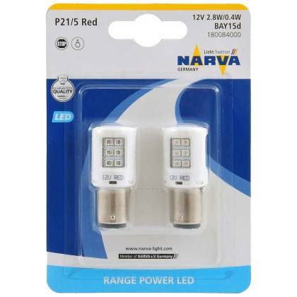 товар Лампа автомобильная светодиодная Narva Range Power P21/5W 12V 2.8W BAY15d 2шт красная 18008 Narva магазин Tehnorama (официальный дистрибьютор Narva в России)