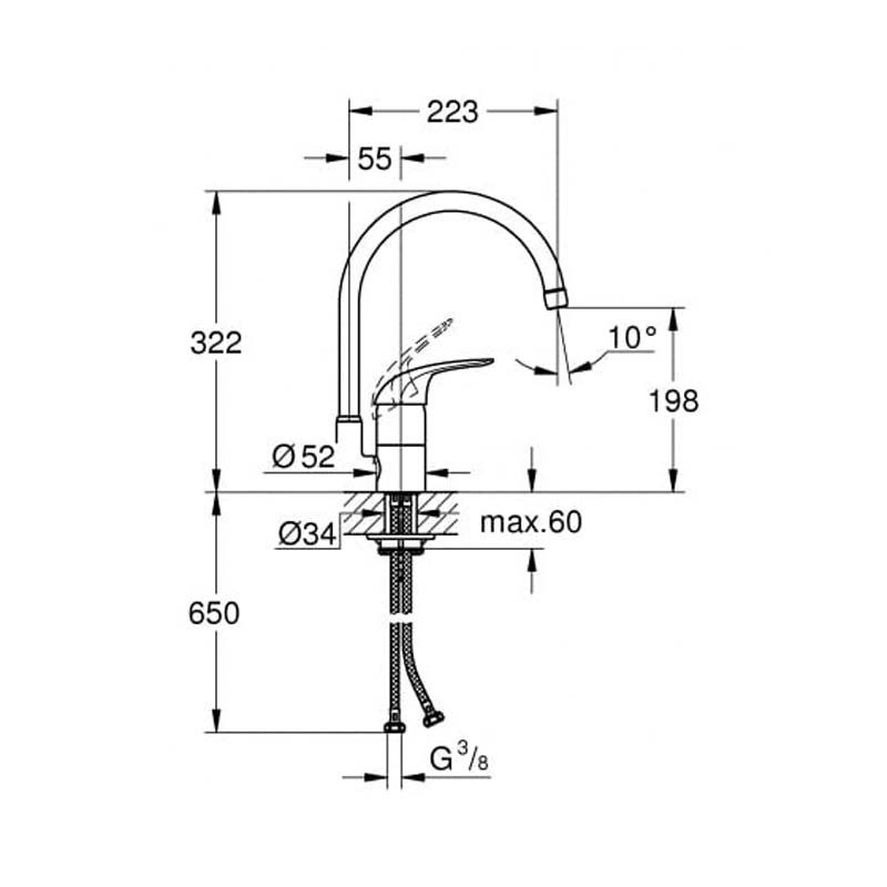 Смеситель для кухни Grohe euroeco 322х223мм 46мм 32752000 Grohe от магазина Tehnorama