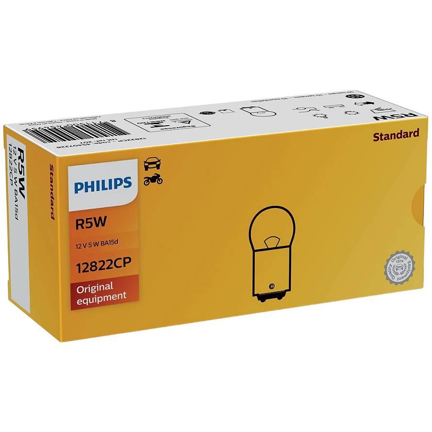 Лампа автомобильная накаливания Philips R5W 12V 5W BA15d 12822CP Philips от магазина Tehnorama