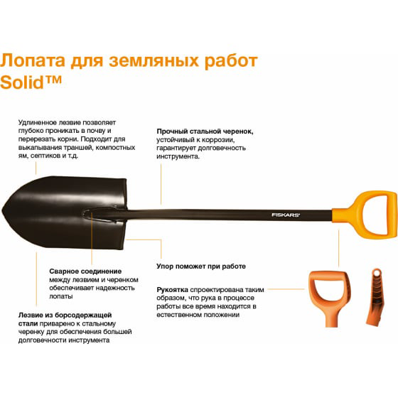 Лопата для земляных работ Fiskars SolidTM 1026684/131921 Fiskars от магазина Tehnorama