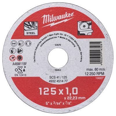 Круг отрезной Milwaukee по металлу SCS 41 125х1х22мм 4932451477 Milwaukee от магазина Tehnorama