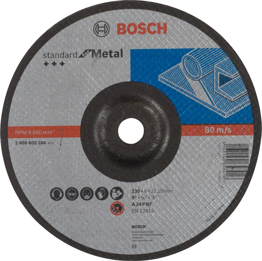 товар Круг шлифовальный Bosch Standard for Metal сталь 230х6х22мм 2608603184 Bosch магазин Tehnorama (официальный дистрибьютор Bosch в России)
