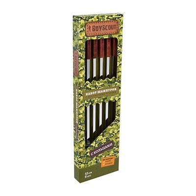Набор Boyscout 6 шампуров 55 см с деревянными ручками с кольцами 61264 Boyscout от магазина Tehnorama