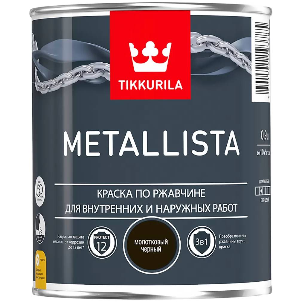 Краска для металла Tikkurila Metallista молотковая черная 0.9л 203637 Tikkurila от магазина Tehnorama
