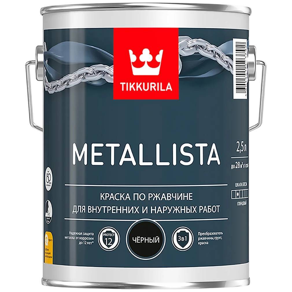 Краска для металла Tikkurila Metallista черная гладкая 2.5л 203647 Tikkurila от магазина Tehnorama