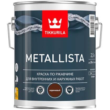 товар Краска для металла Tikkurila Metallista коричневая гладкая 2.5л 203629 Tikkurila магазин Tehnorama (официальный дистрибьютор Tikkurila в России)