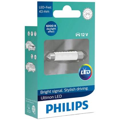 товар Лампа автомобильная светодиодная Philips Ultinon C5W 12V 1W SV8.5 6000K 11864ULWX1 Philips магазин Tehnorama (официальный дистрибьютор Philips в России)
