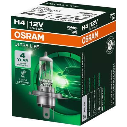 товар Лампа автомобильная галогенная Osram Ultra Life H4 12V 60/55W P43t 64193ULT Osram магазин Tehnorama (официальный дистрибьютор Osram в России)