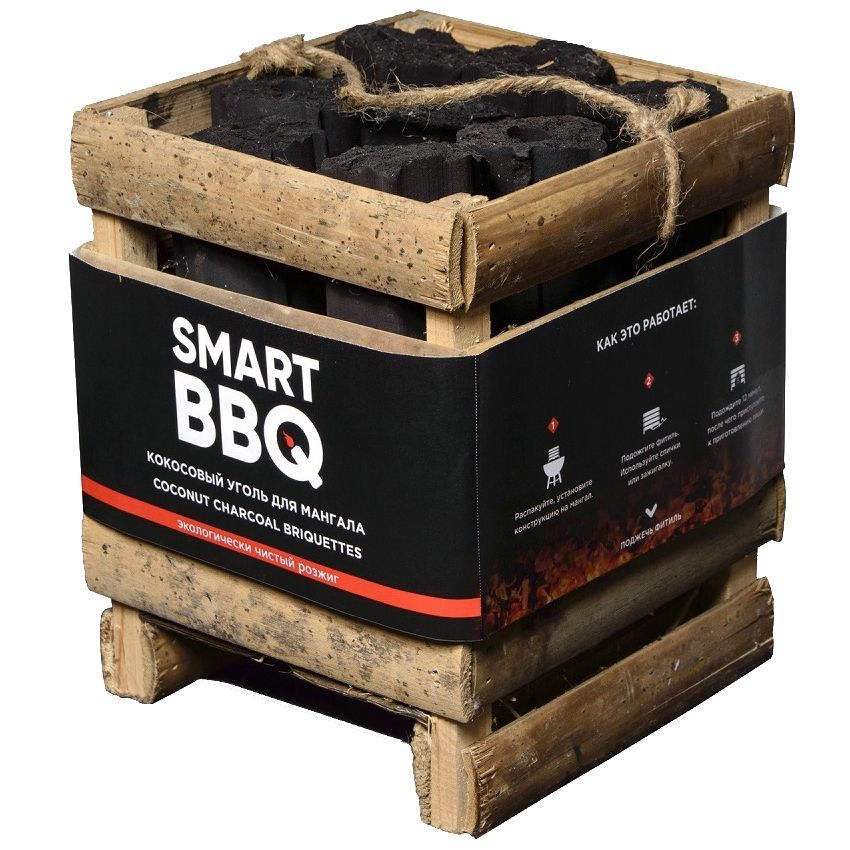 Уголь кокосовый Smart BBQ в бамбуковой конструкции 2кг 00-00000008 Smart BBQ от магазина Tehnorama