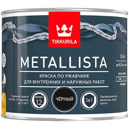 товар Краска для металла Tikkurila Metallista черная гладкая 0.4л 203645 Tikkurila магазин Tehnorama (официальный дистрибьютор Tikkurila в России)