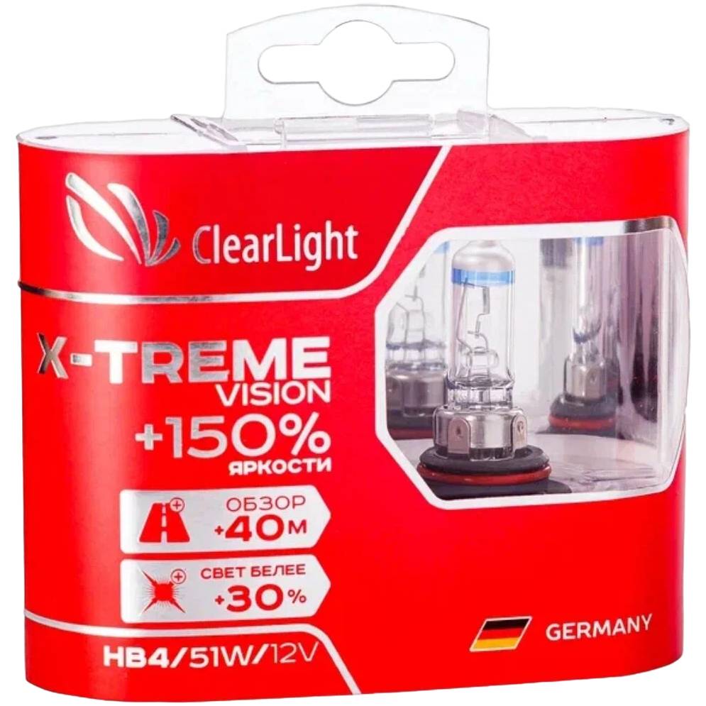 Лампа автомобильная галогенная ClearLight X-treme Vision +150% Light HB4 12V 51W 2шт ML9006XTV150 ClearLight от магазина Tehnorama