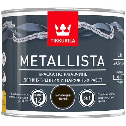 товар Краска для металла Tikkurila Metallista молотковая черная 0.4л 203636 Tikkurila магазин Tehnorama (официальный дистрибьютор Tikkurila в России)