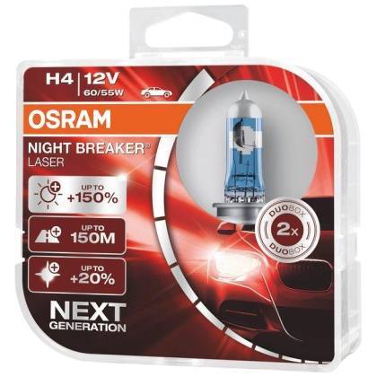 товар Лампа автомобильная галогенная Osram Night Breaker Laser H4 12V 60/55W P43t 6000К 2шт 64193NL-HCB Osram магазин Tehnorama (официальный дистрибьютор Osram в России)