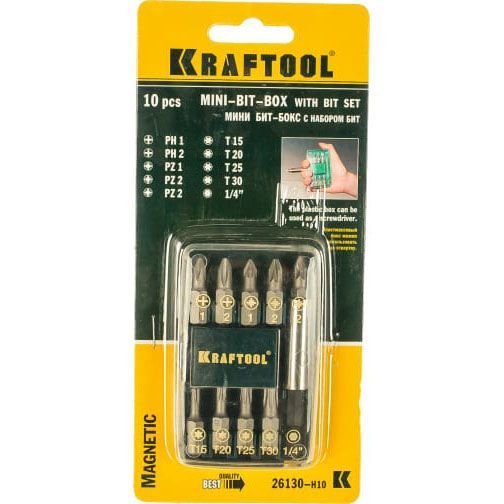Набор бит Kraftool 10шт 26130-H10 Kraftool от магазина Tehnorama