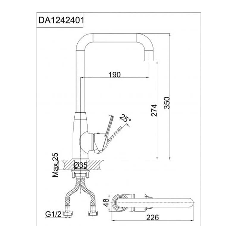 Смеситель для кухни D&K DA1242401 350х190мм 38,5мм DA1242401 D&K от магазина Tehnorama