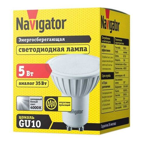 Лампа светодиодная Navigator 5Вт GU10 тепло-белый свет 94130 Navigator от магазина Tehnorama