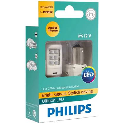 товар Лампа автомобильная светодиодная Philips Ultinon PY21W 12V 21W BAU15s + CANbus 12V 21W CEA 11498ULAX2 Philips магазин Tehnorama (официальный дистрибьютор Philips в России)