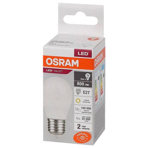 Лампа светодиодная Osram 10Вт Е27 теплый свет шар 4058075579897 Osram от магазина Tehnorama