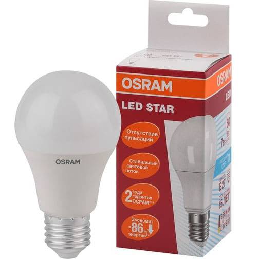 Лампа светодиодная Osram 7Вт Е27 нейтральный свет 4058075096417 Osram от магазина Tehnorama