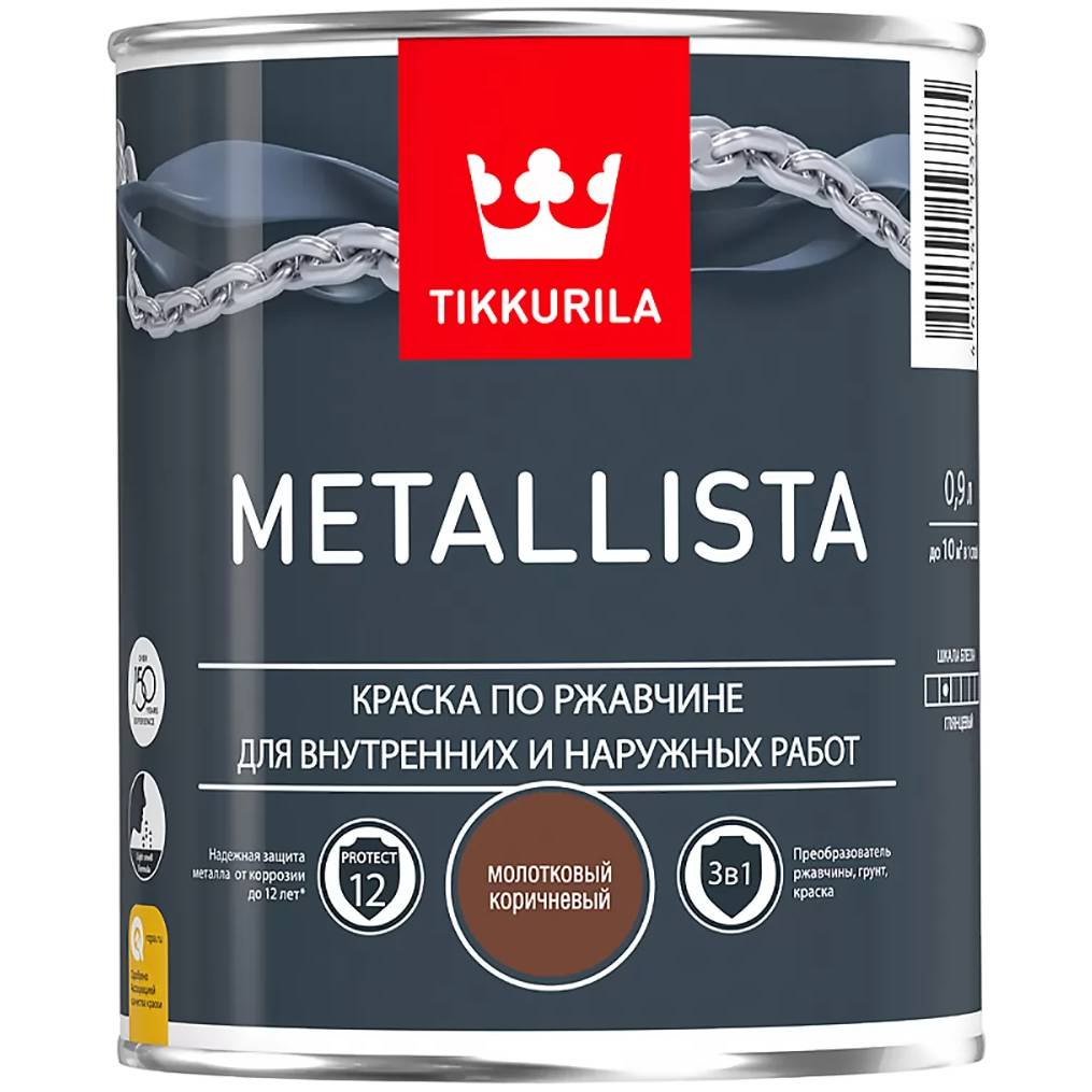 Краска для металла Tikkurila Metallista молотковая коричневая 0.9л 203631 Tikkurila от магазина Tehnorama