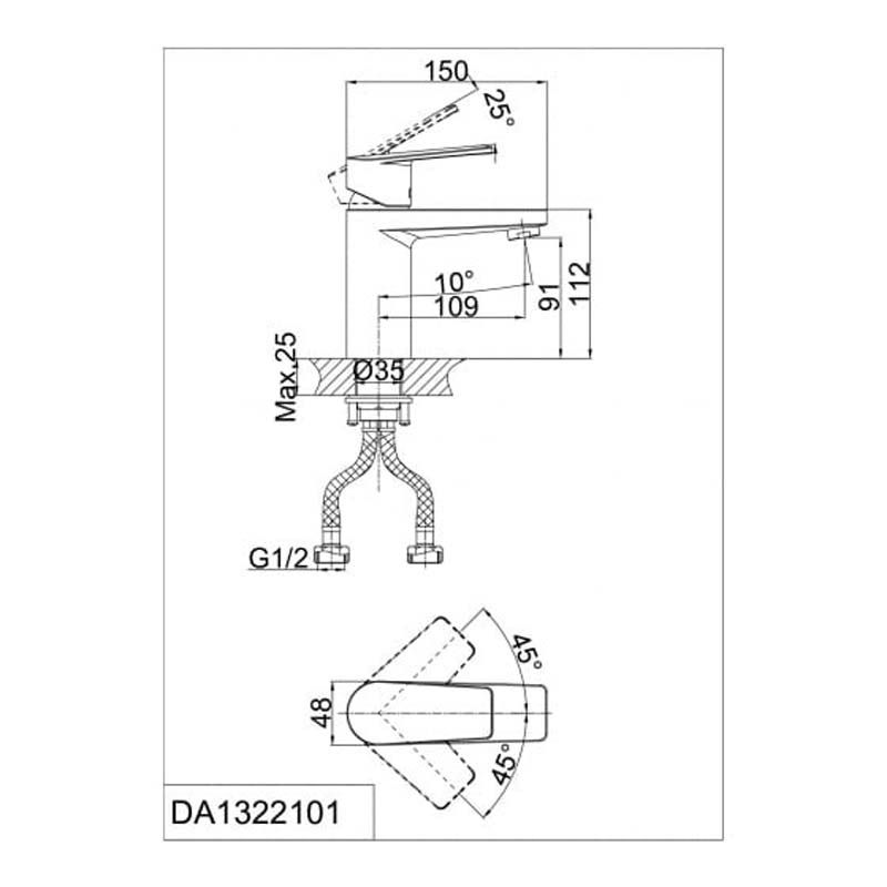 Смеситель для умывальника D&K DA1322101 112х150мм 38,5мм DA1322101 D&K от магазина Tehnorama