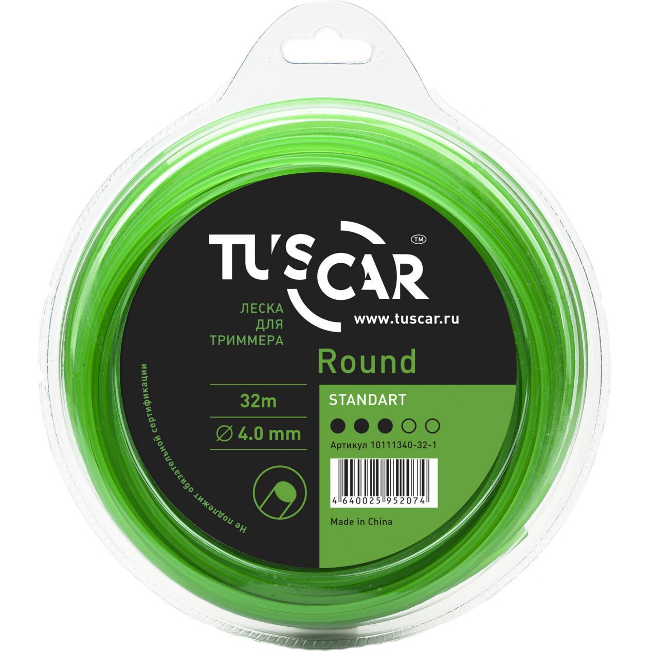 Корд триммерный Tuscar Round Standart 4мм 32м 10111340-32-1 Tuscar от магазина Tehnorama