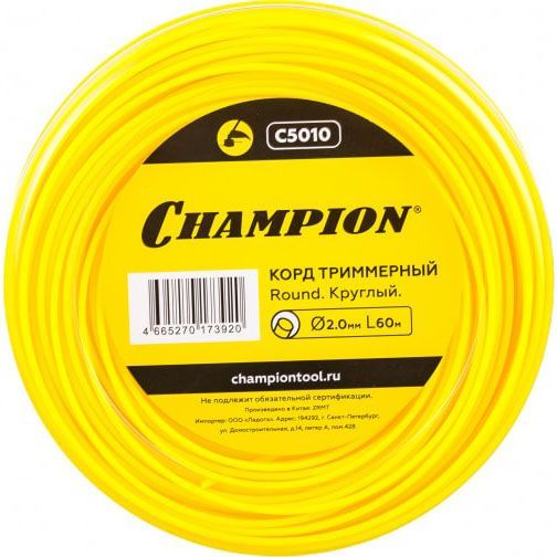 Корд триммерный Champion Round 2мм 60м круглый C5010 Champion от магазина Tehnorama