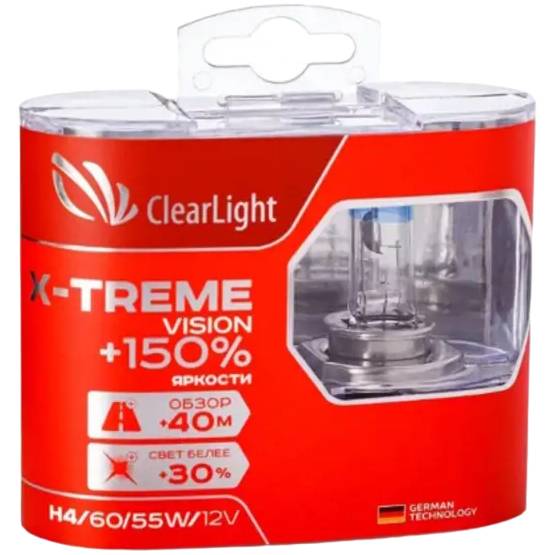 Лампа автомобильная галогенная ClearLight X-treme Vision +150% Light H4 12V 60/55W 2шт MLH4XTV150 ClearLight от магазина Tehnorama