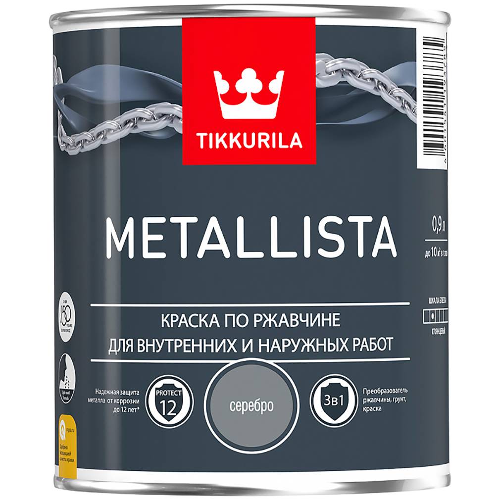 Краска для металла Tikkurila Metallista серебряная гладкая 0.9л 203643 Tikkurila от магазина Tehnorama