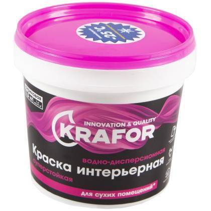 товар Краска водно-дисперсионная интерьерная Krafor суперстойкая 1.5кг 42167 Krafor магазин Tehnorama (официальный дистрибьютор Krafor в России)