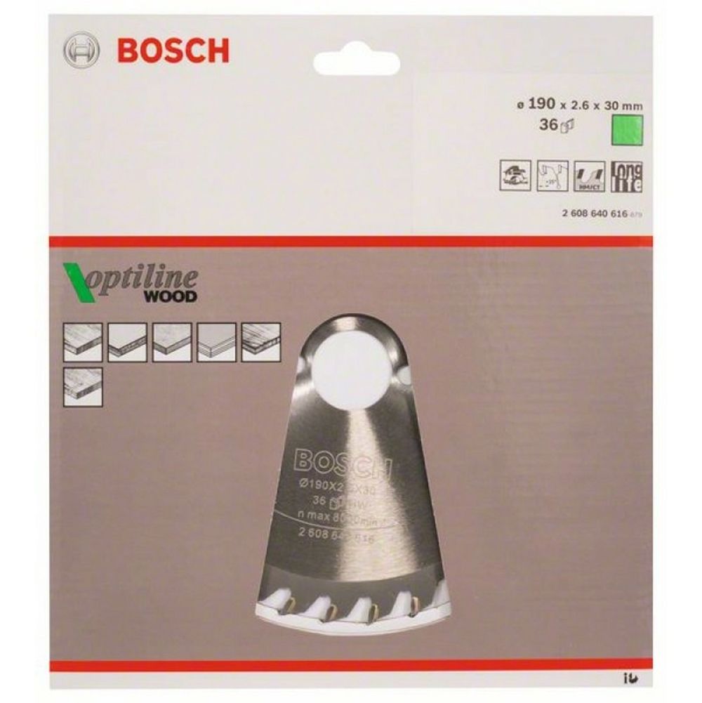 Диск пильный Bosch 190х30 36з optiline 2608640616 Bosch от магазина Tehnorama