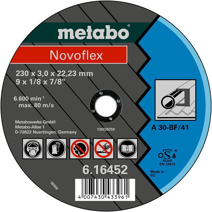 Круг отрезной Metabo Novoflex по стали 230х3мм прямой А30 616452000 Metabo от магазина Tehnorama