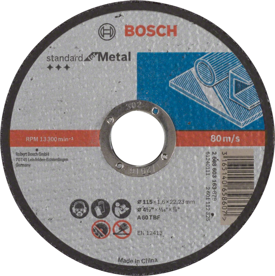 товар Круг отрезной Bosch Standard for Metal по металлу 115х1.6х22мм 2608603163 Bosch магазин Tehnorama (официальный дистрибьютор Bosch в России)