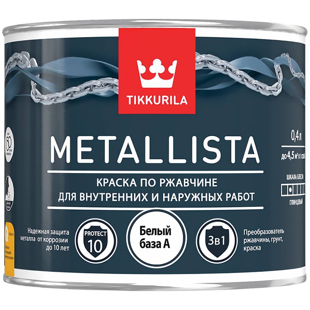 Краска для металла Tikkurila Metallista белая гладкая 0.4л 135174 Tikkurila от магазина Tehnorama