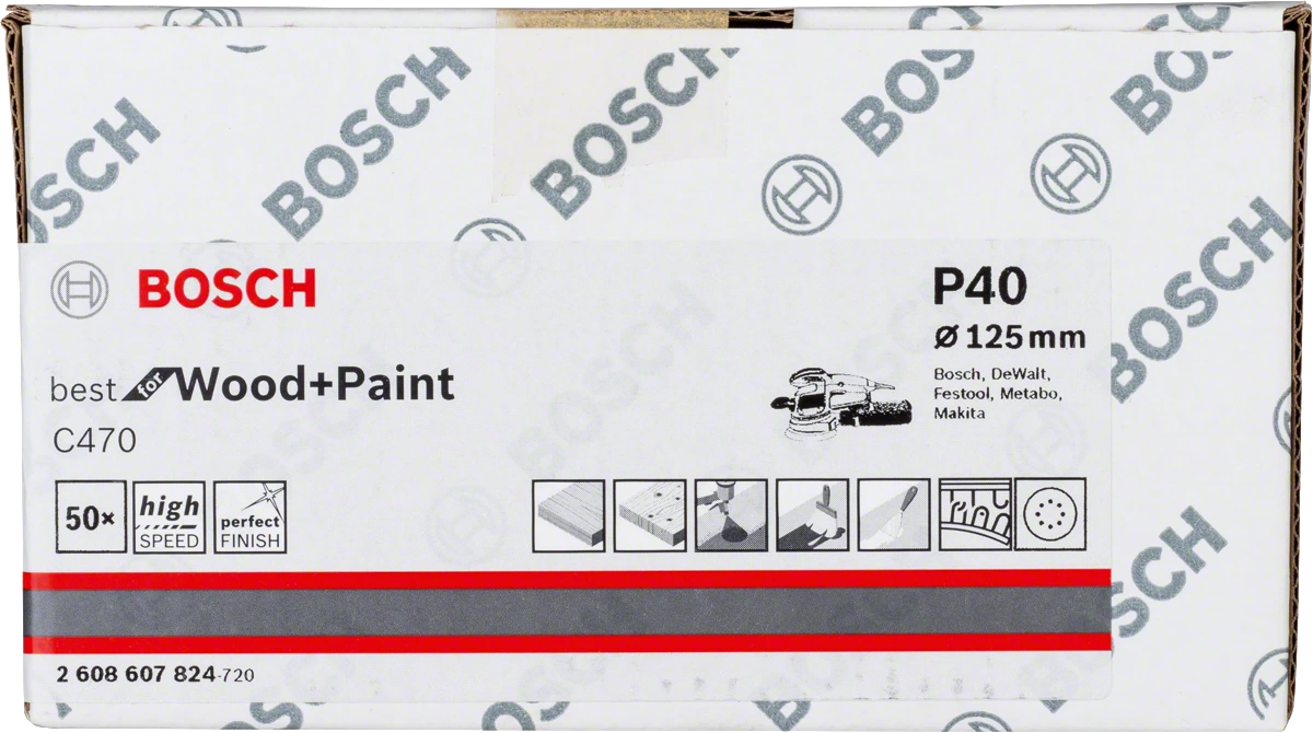 Шлифовальный круг липучка Bosch 125мм К40 1шт/50 2608607824 Bosch от магазина Tehnorama