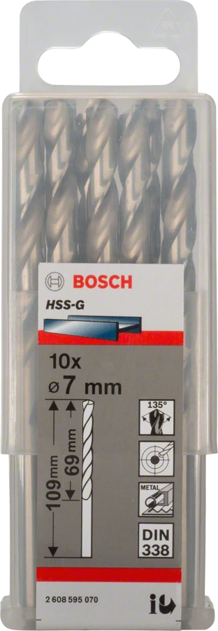 Сверло Bosch по металлу 7х69/109мм HSS-G 10шт 2608595070 Bosch от магазина Tehnorama