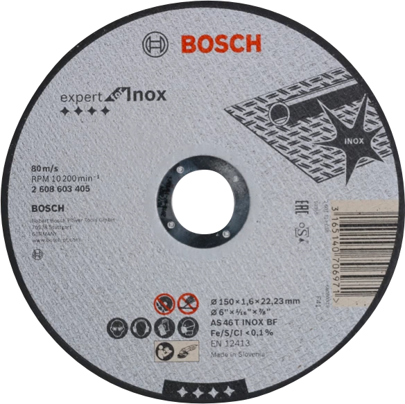 товар Круг отрезной Bosch Expert for Inox по нержавеющей стали 150x1.6х22мм 2608603405 Bosch магазин Tehnorama (официальный дистрибьютор Bosch в России)