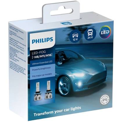товар Лампа автомобильная светодиодная Philips Ultinon Essential H11/H8/H16 12/24V 15W PGJ19-1 6500K 2шт 11366UE2X2 Philips магазин Tehnorama (официальный дистрибьютор Philips в России)