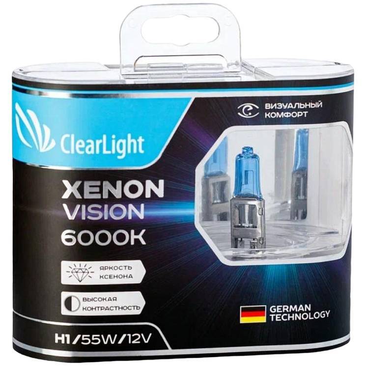 Лампа автомобильная галогенная ClearLight XenonVision H1 12V 55W 2шт MLH1XV ClearLight от магазина Tehnorama