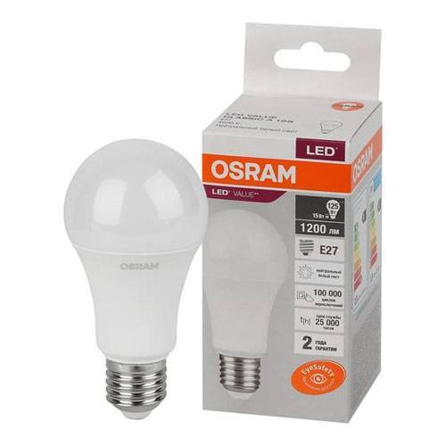 Лампа светодиодная Osram 15Вт Е27 нейтральный свет груша 4058075579156 Osram от магазина Tehnorama