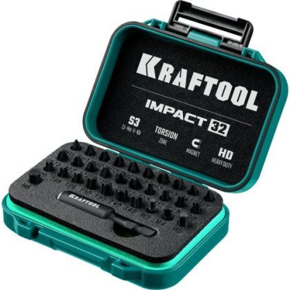 товар Набор бит Kraftool Impact Cr-V 32шт 26066-H32 Kraftool магазин Tehnorama (официальный дистрибьютор Kraftool в России)