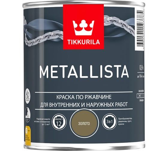 Краска для металла Tikkurila "metallista" золотая гладкая 0.9л 1/6 203625 Tikkurila от магазина Tehnorama