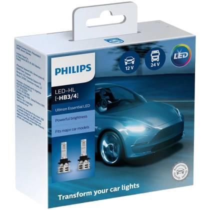 товар Лампа автомобильная светодиодная Philips Ultinon Essential HB3/HB4 12/24V 24W P22d 6500K 2шт 11005UE2X2 Philips магазин Tehnorama (официальный дистрибьютор Philips в России)