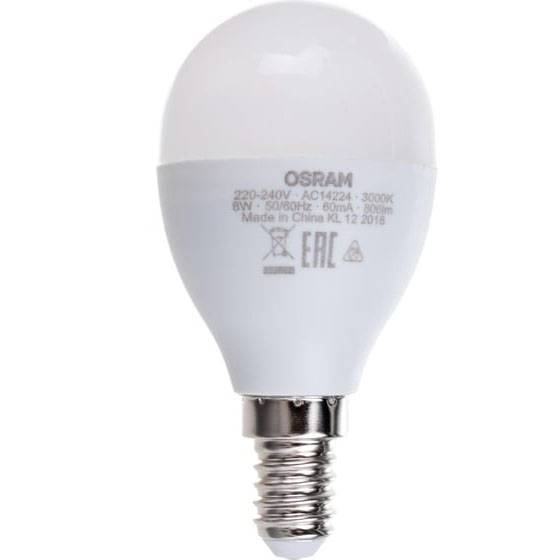 Лампа светодиодная Osram 8Вт Е14 теплый свет шар 4058075210806 Osram от магазина Tehnorama