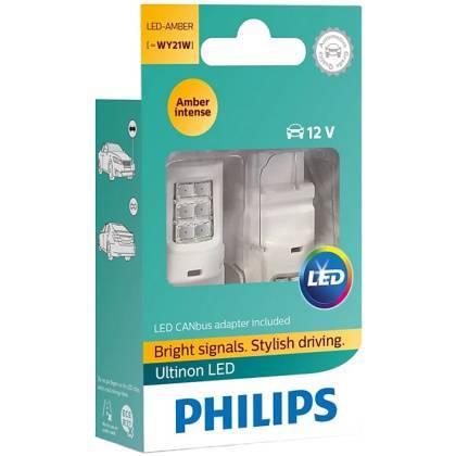 товар Лампа автомобильная светодиодная Philips Ultinon WY21W 12V 21W W3x16d + CANbus 12V 21W 2шт 11065 ULAX2 Philips магазин Tehnorama (официальный дистрибьютор Philips в России)