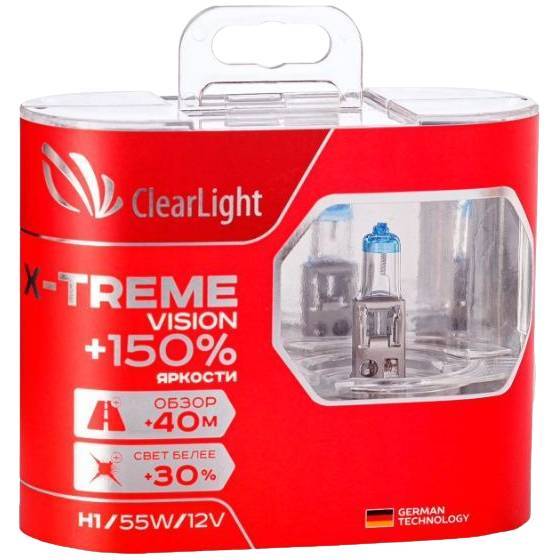 Лампа автомобильная галогенная ClearLight X-treme Vision +150% Light H1 12V 55W 2шт MLH1XTV150 ClearLight от магазина Tehnorama